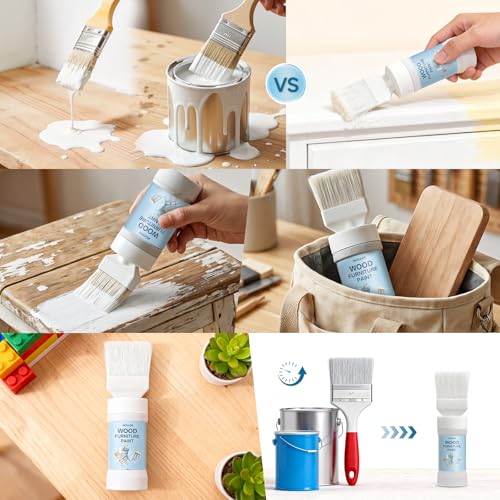 White Paint for Wood, 5.29 Oz (150g) White Touch Up Paint for Wood, Doors, Cabinets, Furniture & Metal Surfaces - No Sanding, Fast-Drying, Water-Based Multi-Surface - color: White