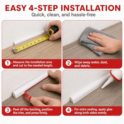 0.25" x 0.25" Mini Quarter Round Molding,20FT Self Adhesive Flexible Trim for Small Gaps, Countertop Wall Seam, Window Sill, Desk & Cabinet Edge, Peel and Stick Finishing Strip - color: Black, size: 1/4 in x 20 ft