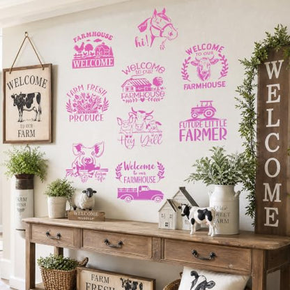 AFRITEE Fun Animal Stencils for Painting on Wood Farmhouse Reusable Crafts - style: Welcome