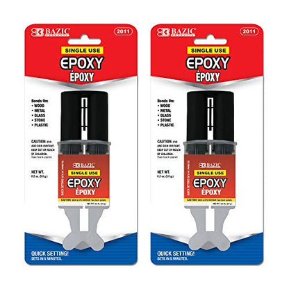 BAZIC Products Single-Use Quick-Set Epoxy, 0.2 oz, Syringe, 2-Pack - size: 2-Pack