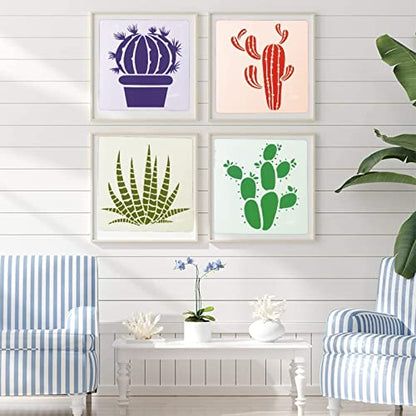 TIAMECH 8 Pcs Reusable Succulent Plants Cactus Stencils for Painting - style: 8Pcs Cactus