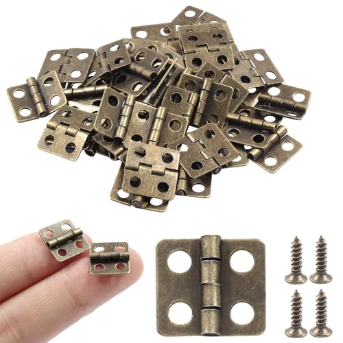 Mini Hinges 13x12mm Antique Bronze 24Pcs DIY Projects - color: Antique Bronze, size: 0.47"x0.5",24Pcs