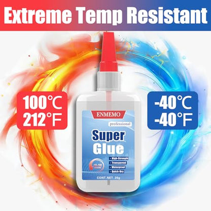 (2-in-1) Super Glue with Brush Applicator& Nozzle,All Purpose Thick CA-Glue