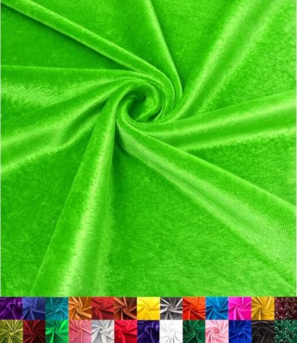 Barcelonetta | Stretch Velvet Fabric | Luxury & Soft | Velvet Fabric | 60" Wide Roll | 10% Spandex | Sewing, Apparel, Upholstery (Lime, 1 Yard) - color: Lime, size: 1 Yard
