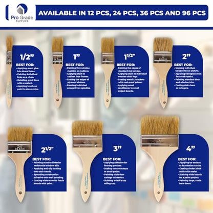Pro Grade 1" Chip Brushes, Disposable Paint Brushes, for Touch Up, 12 Pack