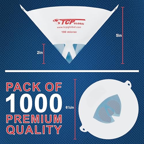TCP Global - 190 Micron Filter Tips Ultra-Fine Paint Strainer, Case of 1000 - style: 190 Micron (Pack of 1000)