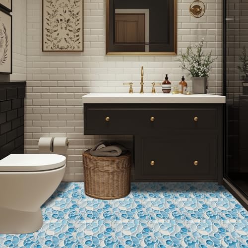 HOMETITUTE Water Drop Glass Floor 12x12 Vinyl Tile - color: Blue#12