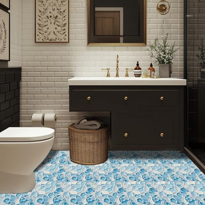 HOMETITUTE Water Drop Glass Floor 12x12 Vinyl Tile - color: Blue#12