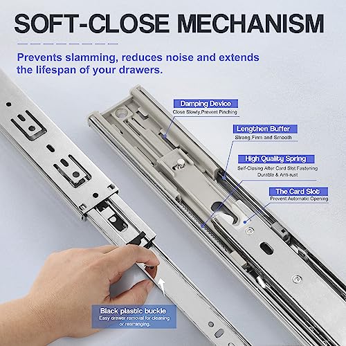 Soft Close Drawer Slides 10 Inch - Silver, 1 Pair (2 Pieces) - color: Silver, size: 10 Inch