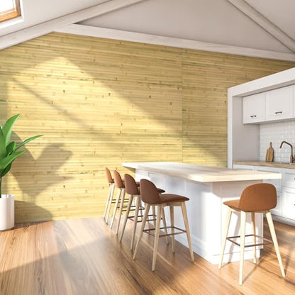 Art3d 48 x 96 in Pole Wrap Natural Bamboo Wall Panel, 1-Pack, Natural - color: Natural, size: 1-48 inches x 96 inches