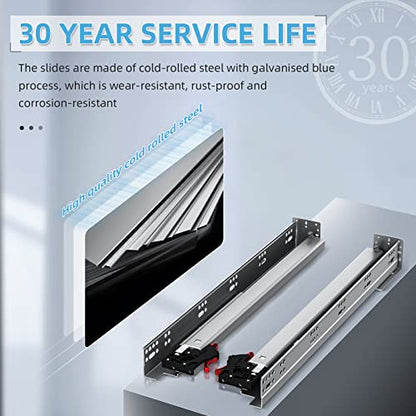SHUHANG 6 Pair Undermount Drawer Slides 9 inch Soft Close 80 lb Load Capacity Ball Bearing Hidden Bottom Mount Rails Full Extension Runners with Adjustable Locking Devices and Bracket - size: 9 Inch, style: 6 Pair (Silver- Undermount Soft Close)