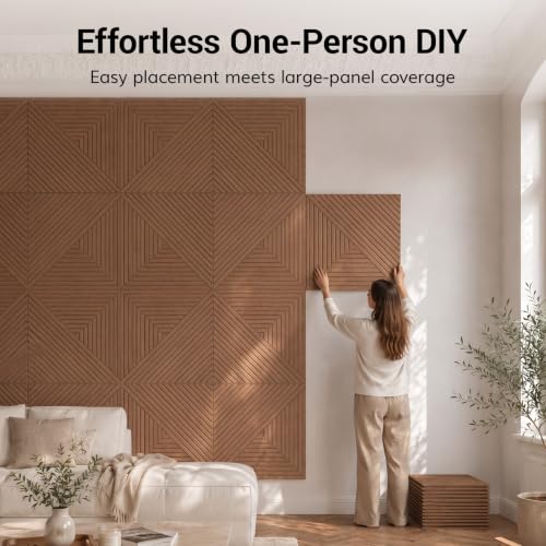 TONOR 12 Pack Acoustic Panels Peel and Stick, 23.6''x23.6''-46.5 sq.ft. - color: Walnut, size: 12 PCS