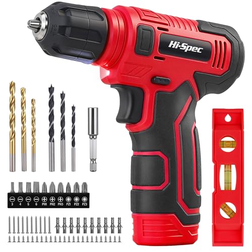 Hi-Spec 8V USB Power Drill Driver Bit Set with Hanging Kit for DIY, Red - color: Red, size: 75PCS