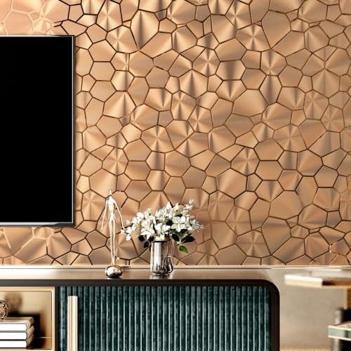 Rose Gold Metallic Wallpaper Peel and Stick Acoustic Wall Panels