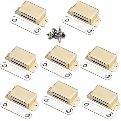 Cabinet Door Catch with Strong Magnetic, 1.2mm Thickness Furniture Latch 20 lbs, Gold (Pack of 8) - color: 8PCS-Gold