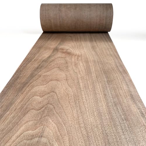 Natural Wood Veneer, Thin Veneer Sheets, Furniture/Boxes/Wooden Crafts Production and Renovation, Handmade DIY (Walnut) - color: Walnut / 11″ x 95″