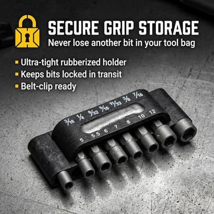 Drilax 14-Pc Nut Driver Bit Set, SAE & Metric, 1/4 in Hex, Impact Ready