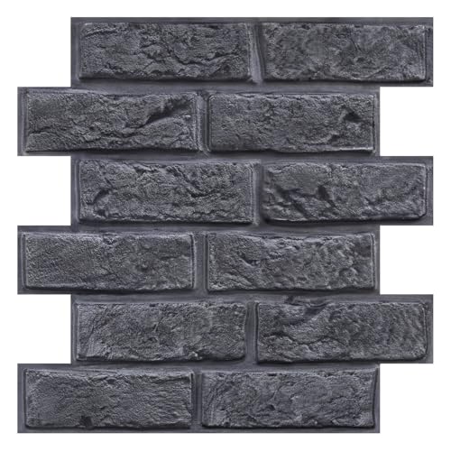 COMSTICKC 3D Faux Brick Wall Panels Peel and Stick, 10 Pcs 11.8" x 11.8" - color: Dark Gray