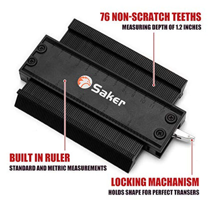 Saker Contour Gauge Profile Tool 5 Inch Black - style: 5inch Black