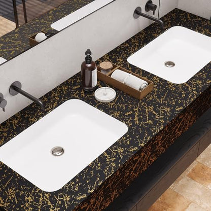 Black and Gold Marble Contact Paper Peel and Stick Countertops Waterproof Dark Marble Wallpaper for Bathroom Kitchen Prepasted Counter Top Cover Vinyl Wrap for Desk Table Cabinet 11.8"x118"