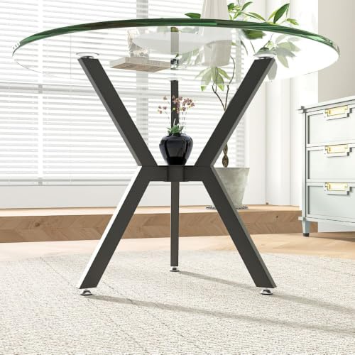 Metal Table Legs 28 Inch, Heavy Duty Dining Table Base - color: Metallic Black