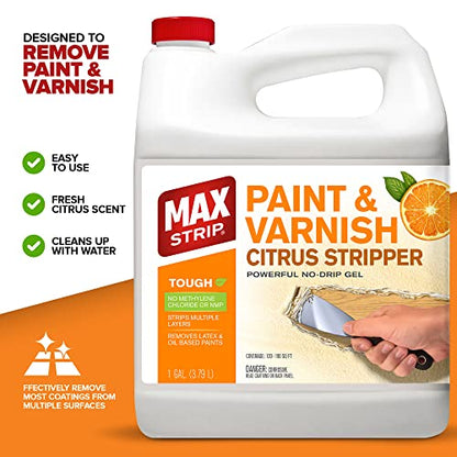 Max Strip Citrus Paint Stripper Gel, Safe Wood & Metal Stripper, 1G - size: 128 Fl Oz (Pack of 1)