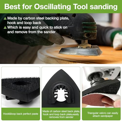 Oscillating Tool Sanding Pad kit 58pcs, 3-Piece 3-1/8 in Triangle Sanding Pad with 55pcs Sandpaper for Surface Sanding,Mechanical Maintenance Cleaning, polishing, deburring - style: 58PCS SANDING PADS KITS