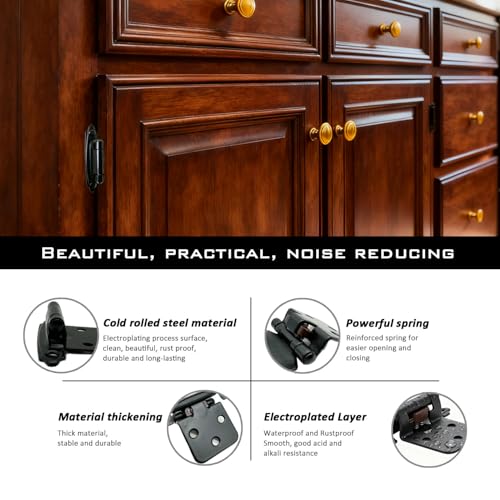 1/2" Overlay Black Cabinet Hinges 36 Pack Self Closing Cabinet Hinges