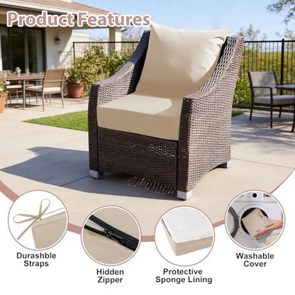 Outdoor Deep Seat Cushion Set, 24x24 Inch, Beige, Set of 1 - color: Beige