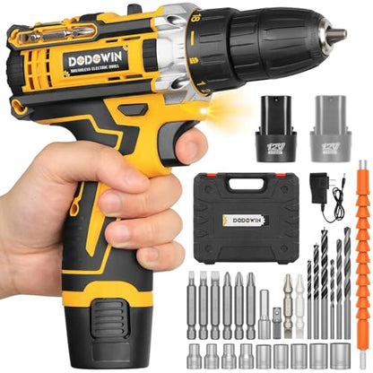 DODOWIN 12V Power Drill Set, 2 Batteries, Charger, Variable Speed - style: 2 Battery