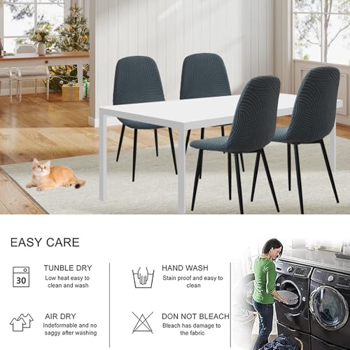 HAOYONG Modern Dining Chair Covers Printed Shell Chair Cover Lounge Armless Chair Cover Stretchable Slipcovers for Kitchen, Office, Dining Room and Living Room(Set of 2) - color: Dark Grey, size: 2 PCS