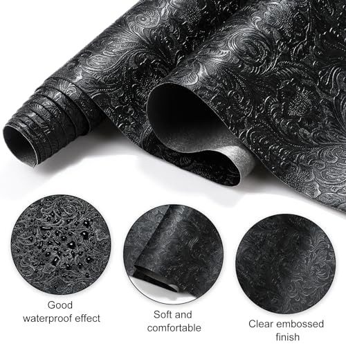 73"x55" Tooled Faux Leather Fabric Floral Embossed 2 Yard Cut