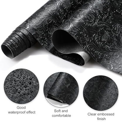 73"x55" Tooled Faux Leather Fabric Floral Embossed 2 Yard Cut
