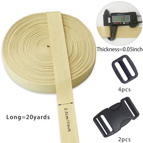 Beige 1 inch Webbing Strap Kit for DIY Crafts-Backpacks-20yds - color: Beige