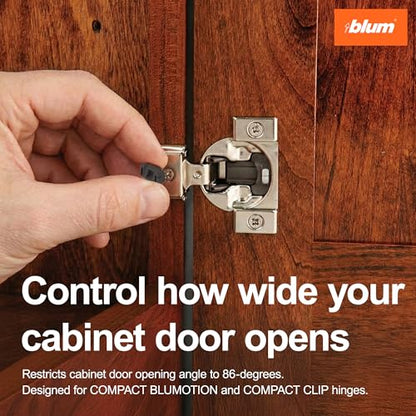 Blum 86° Opening Angle Restriction Clip, 10 Pack of 10 Clips, Plastic, Deep Gray, Compatible with Compact BLUMOTION & Compact Clip Hinges (10 Pack) - size: 10 Packs of 10 Clips