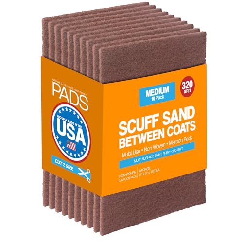 6" X 9" Non-Woven Grey Scuff Pads 320 Grit - 10 Pack (Maroon) - color: Maroon, size: 6" x 9"
