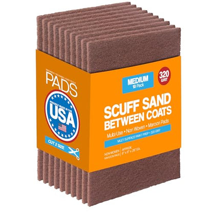 6" X 9" Non-Woven Grey Scuff Pads 320 Grit - 10 Pack (Maroon) - color: Maroon, size: 6" x 9"