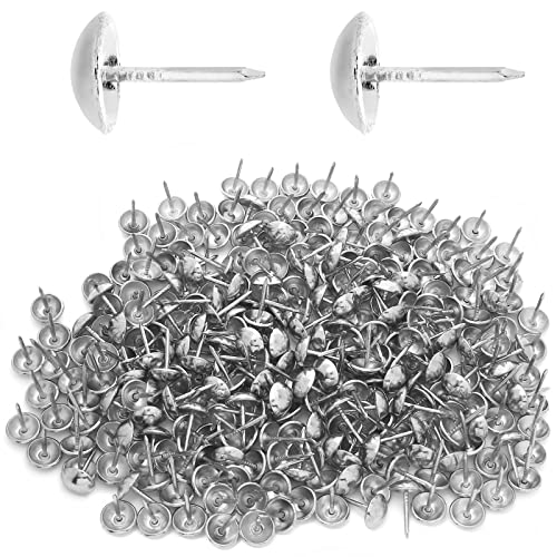 Jiozermi 300 Pcs Upholstery Tacks, Silver, 0.43'' Round Head - color: Silver, size: 0.43" x 0.67" / 11 x 17 mm
