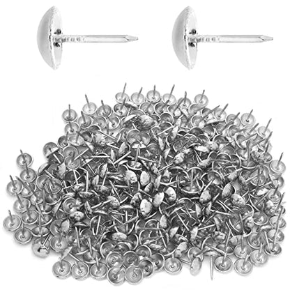 Jiozermi 300 Pcs Upholstery Tacks, Silver, 0.43'' Round Head - color: Silver, size: 0.43" x 0.67" / 11 x 17 mm