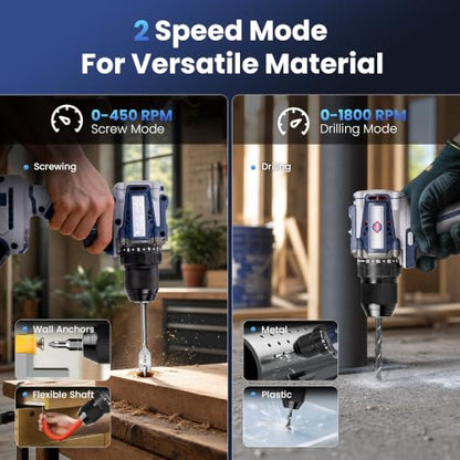 20V Max Brushless Cordless Drill Kit, 70 N·m, 3/8-Inch Keyless Chuck - color: Grau 1