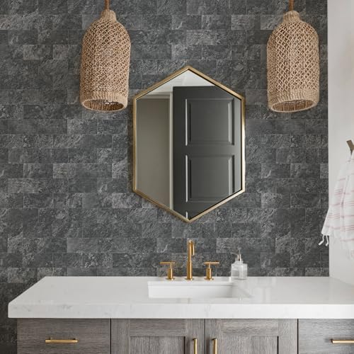 Vamos Tile 100-Pack Peel and Stick Backsplash Tile, 3" x 6" PVC Subway Tile - color: Black Slate