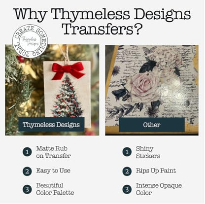 Thymeless Designs Rub on Transfers for Crafts and Furniture | 3 Design Sheets 6”x 12” | Home Decor Transfers | Furniture and Craft Decals (Old World Christmas) - style: Old World Christmas