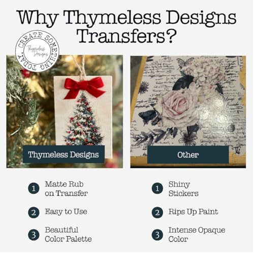 Thymeless Designs Rub on Transfers for Crafts and Furniture | 3 Design Sheets 6”x 12” | Home Decor Transfers | Furniture and Craft Decals (Old World Christmas) - style: Old World Christmas