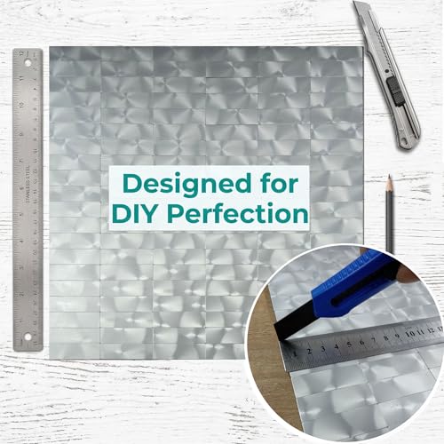 XUANINY Peel and Stick Tile Backsplash Self- Adhesive Wall Tiles Aluminum Mosaic Sticker for Kitchen (11.33"x11.92" Per Sheet, Pack of 10 pcs) (Silver Texture 10) - color: Silver Texture 10