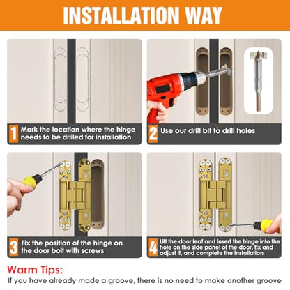 6" Hidden Door Hinge/Concealed Hinges,Invisible Hinges - color: Gold, size: 6 Inch