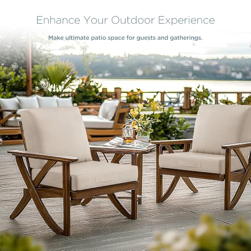 Codi Outdoor Chair Cushions, 24x24 Deep Seat Replacement Set, Beige - color: Beige, size: 24x24"