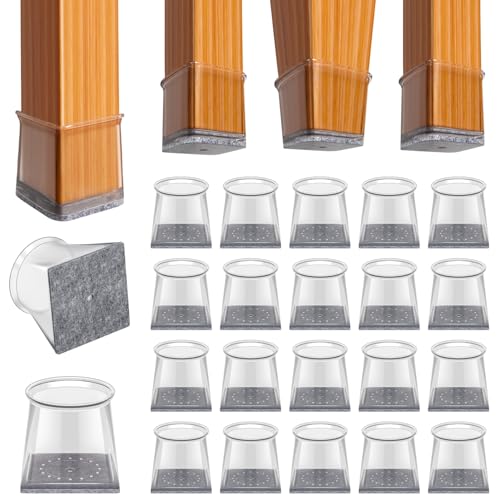 BUMACO Chair Leg Floor Protectors for Hardwood Floors Anti-Scratch 20 Pack - color: Clear-20 Pcs, size: Square XL