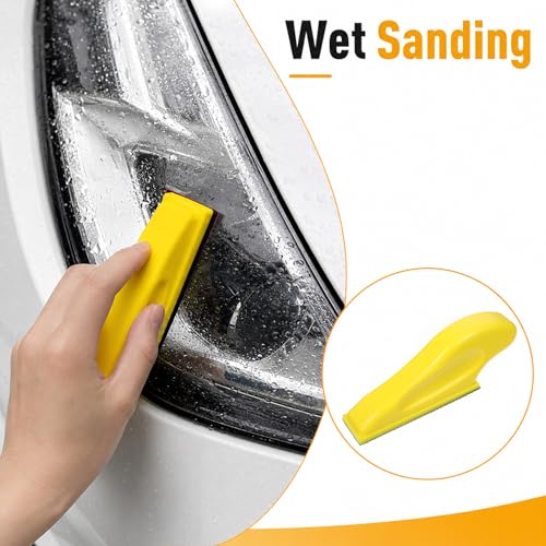 70PCS Fine Grit Sandpaper, Micro Detail Sander Paper Kit, Wet Dry Sandpaper, Grit 400 600 800 1000 1500 2000 3000, 3.5”x 1”Hand Sanding Block with Hook and Loop Sanding Strips for Crafts Woodworking