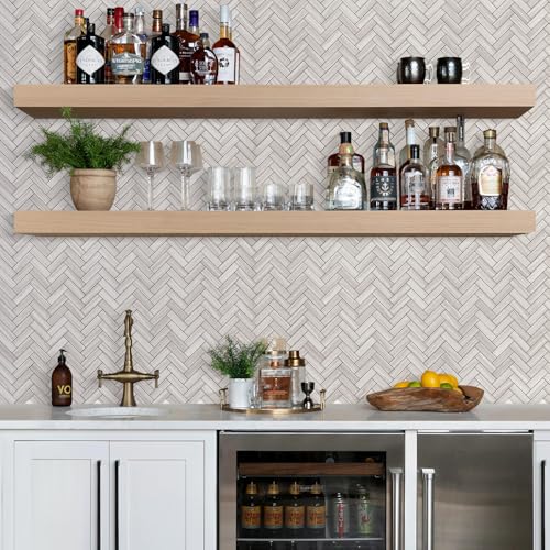 STICKGOO 10-Sheet Peel and Stick Backsplash, PVC Backsplash Tile, Herringbone Self Adhesive Wall Tile for Kitchen Bathroom, Laundry Room, Fireplace - color: Grey Serpeggiante
