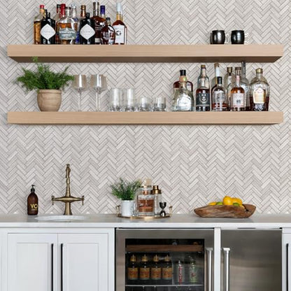 STICKGOO 10-Sheet Peel and Stick Backsplash, PVC Backsplash Tile, Herringbone Self Adhesive Wall Tile for Kitchen Bathroom, Laundry Room, Fireplace - color: Grey Serpeggiante